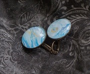 Flagellari - piękne kolczyki 25mm na biglu, artystyczne malowane akwarelami