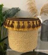 Doniczka osłonka na doniczkę boho frędzle handmade