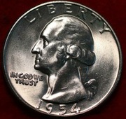 25 centów - srebro - Washington 1954 S - Quarter Dollar-menniczy 