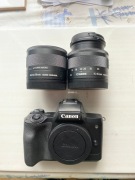Dwa obiektywy w tym Makro sprawne +  body Canon eos M50 uszkodzone