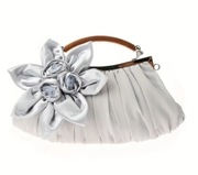 Szara torebka Wieczorowa - Duży kwiat