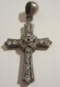 DUŻY SREBRNY KRZYŻYK ZDOBIONY ZAWIESZKA 