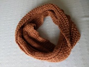 Ciepły szal damski / komin 2x50 cm x 38 cm dziergany miedziany