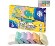 PASTELOWA MODELINA 6 kolorów z BROKATEM Termoutwardzalna Astra 