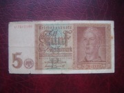 BANKNOT NIEMCY 5  reichsmark 1942 r.