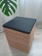 PUFA KWADRATOWA BOHO PODNÓŻEK PUF TRAWA MORSKA PLECIONKA Z POJEMNIKIEM