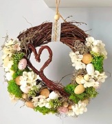 Wianek ozdoba wielkanocna rustykalny boho wiejski serce naturalny