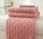 Duży koc 3D NARZUTA na łóżko 200x230 cm różowa miękki przytulny chmurka