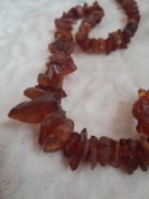 Naszyjnik z naturalnego bursztynu bałtyckiego duże bryłki, koniak, vintage