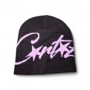 Beanie Corteiz RTW – Czarna Czapka Zimowa Różowe Logo Streetwear