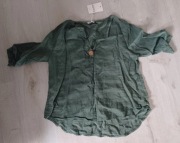 Puro Lino bluzka lniana 100% len 120cm pachy 50 52 khaki nowa z metką