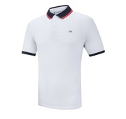 Calvin Klein Ultra Lightweight Tipped Collar Polo Koszulka Biała Paski