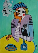 obraz do salonu portret babcia z papierosem