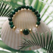 Pierścionek z Malachitu i Kryształu