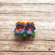 Bratki niebieskie - kolczyki haftowane