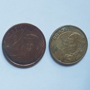 Monety, Brazylia 5 centavo 2013 i 10 centavo 2005