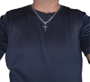 Naszyjnik Pancerka 55 cm 6 mm Stal Szlachetna + Krzyżyk