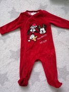 Pajacyk ŚWIĄTECZNY, czapka Mikołaja, ciepły welur Disney rozm 68. Jak NOWY