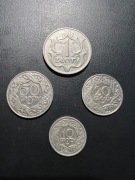 Monety 1 zł 50 gr 20 gr 10 gr. RP 1923-1939