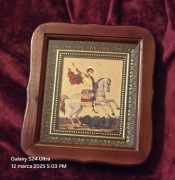 Ikona prawosławna w kiocie Św. Jerzy walczący ze smokiem. Św. Grigorij.