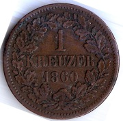 NIEMCY - BADENIA 1 krajcar 1860, KM# 242, VF
