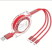 Nowy kabel USB 3w1 zwijany 1m typ C