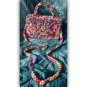 Ręcznie robiona kolorowa torebka z koralików /unikatowa handmade bag