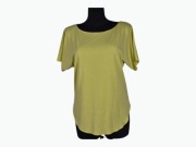 Uniqlo Koszulka Damska Limonkowa Prążek Oversize XS S Letnia BDB