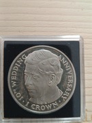 Moneta 1 Crown Gibraltar 1991 10 rocznica ślubu srebro 0/925