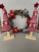 Wianek choinka 2 szt komplet czerwona 