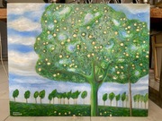 Obraz olejny na płótnie „Jabłoń” pejzaż