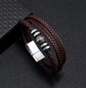 PROMOCJA Bransoletka meska skorzana 21 cm 