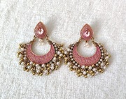 Duże kolczyki orient kolor złoty różowy etno boho folk Arabia Bollywood