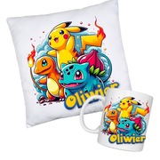 ZESTAW URODZINY Kubek + Poduszka POKEMON +imię PERSONALIZACJA