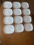 Zestaw prostokątnych, płaskich talerzyków do przekąsek Luminarc 12 sztuk 