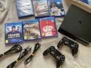 PS4 Slim 1TB + 2 pady + Gry