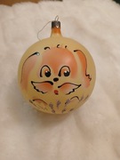 Bombka choinkowa szklana stara z okresu PRL handmade ręcznie zdobiona