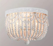Boho biała Lampa sufitowa z drewnianych koralików