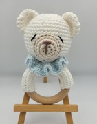 Grzechotka eko gryzak śpiący Miś handmade 