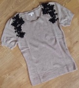 dwa swetry: MONSOON i M&S__beżowy i granatowy wełna kaszmir anilana__38/M