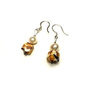 Fiolekart - Kolczyki, biżuteria artystyczna  - perły, bursztyn w żywicy