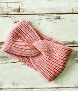 Szeroka opaska na głowę pudrowy róż 