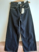 GRANATOWE JEANSY RESERVED WIDE LEG DENIM SZEROKIE NOGAWKI WYSOKI STAN M 38