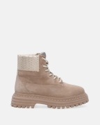 VENEZIA BEŻOWE DAMSKIE BOTKI Z NATURALNEJ SKÓRY ZAMSZOWEJ ROZMIAR 40