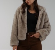 ZARA Teddy Jacket Szara Miękka Bluza z Kapturem