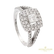 Pierścionek z białego złota 18K z brylantami 1,06 ct | GIA