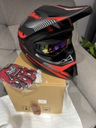 Młodzieżowy kask motocyklowy ZIRA szczękowy rozmiar S czerwono czarny