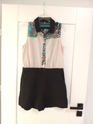 elegancki krótki damski kombinezon letni 40L komplet szary czarny 