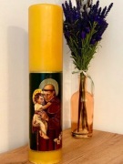 Świeca z wizerunkiem św. Antoniego ręcznie malowana 45x10cm