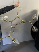 Żyrandol szklany stare złoto 